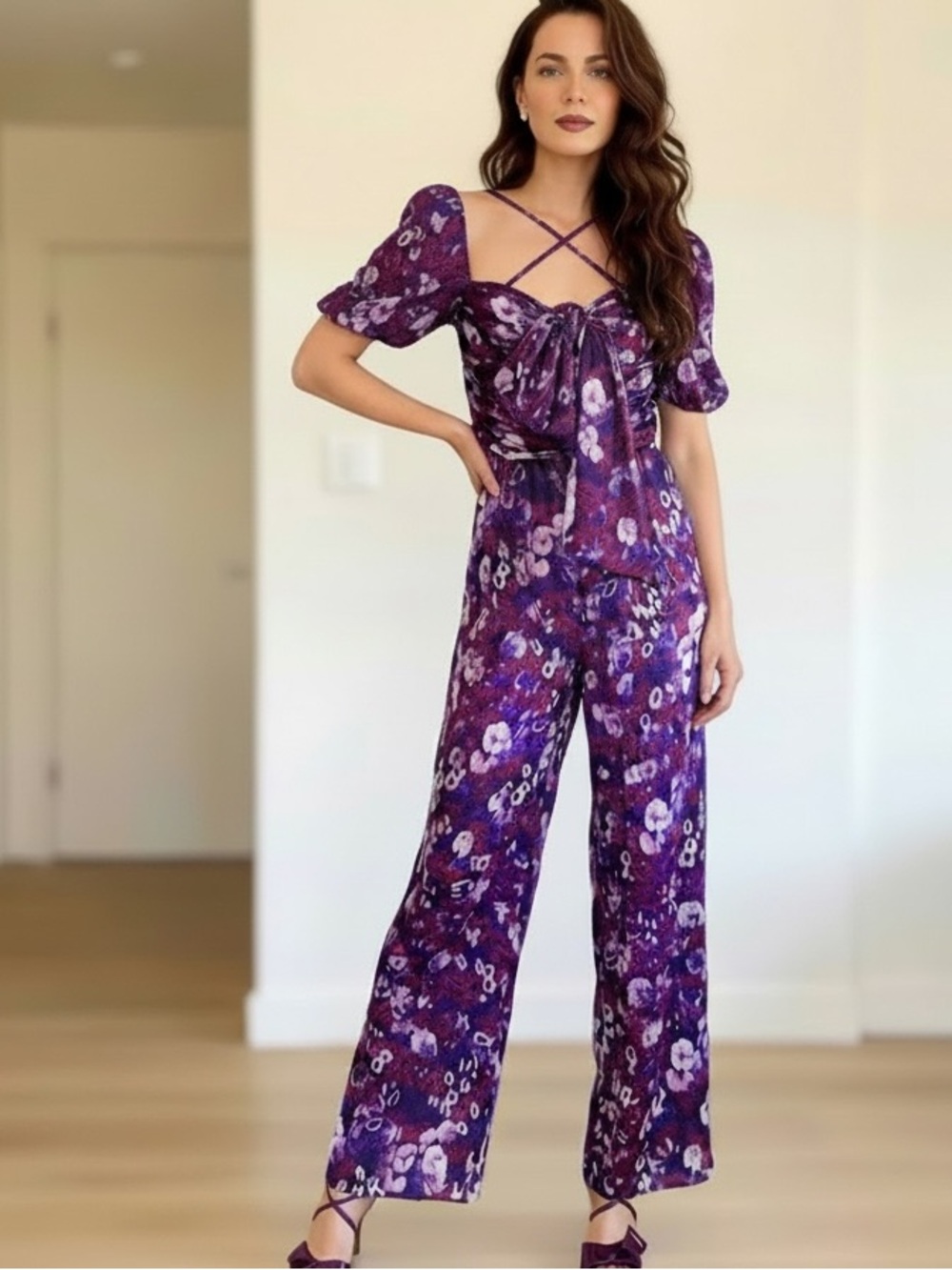 Amur Purple Floral Jumpsuit